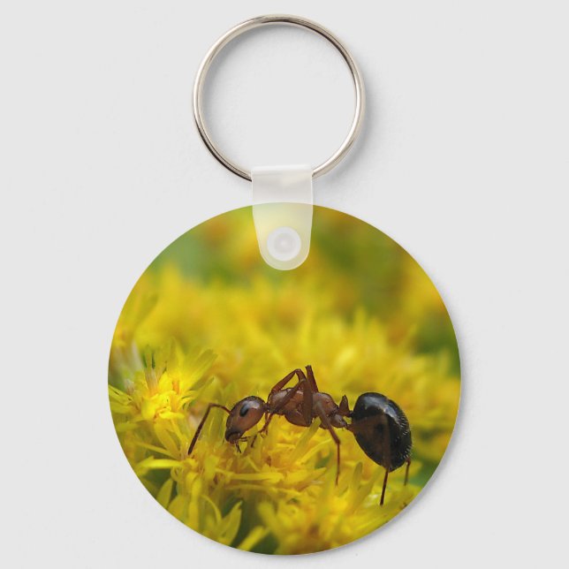 Tiny Ant on Goldenrod Key Ring (Front)