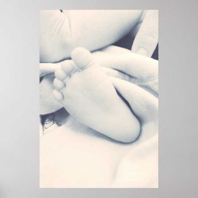tiny baby foot black white modern poster (Front)