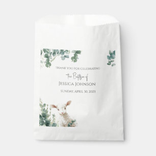 Tiny Baby Lamb and Eucalyptus baptism  Favour Bag