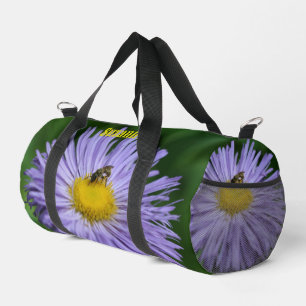 Tiny Bee On Purple Aster Flower Personalised Duffle Bag