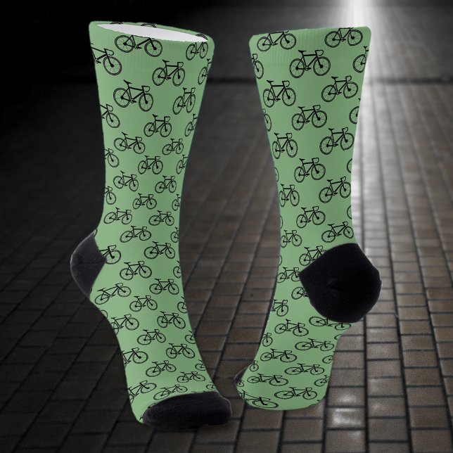 Tiny Bicycles motif patterned on green / any colou Socks (Creator Uploaded)
