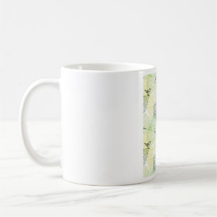 tiny birds on green leaves nature pattern coffee mug