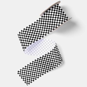 Tiny Black and White Chequered Satin Ribbon