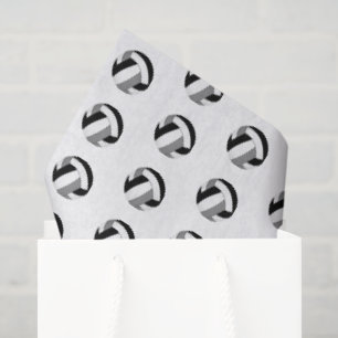 tiny black gray volleyballs pattern tissue paper