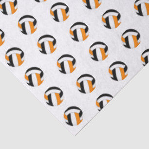 tiny black orange volleyballs pattern tissue paper