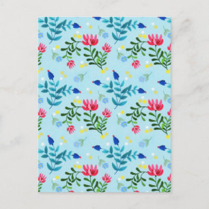 Tiny Bloom Blue Flowers Spring Garden Holiday Postcard