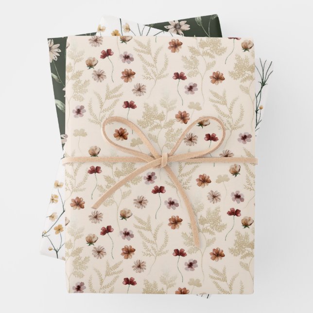 Tiny Bloom Watercolor Pattern Wrapping Paper Sheet (In situ)