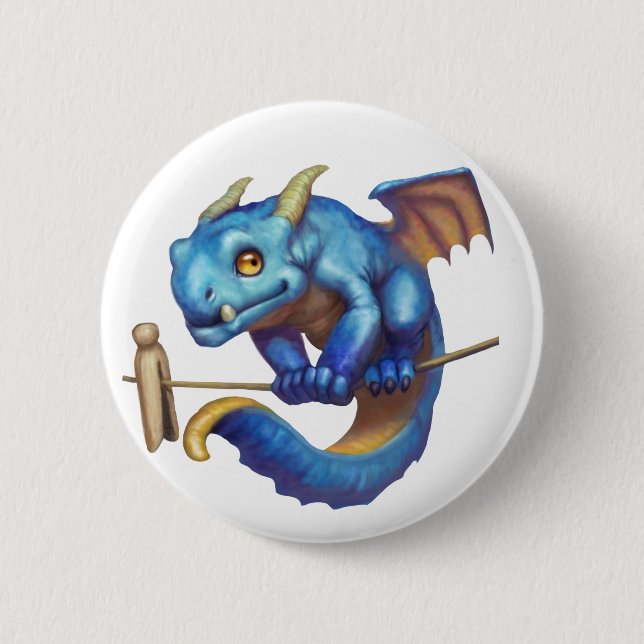 Tiny Blue Dragon 6 Cm Round Badge (Front)