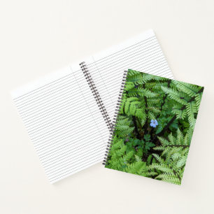 Tiny Blue Flower and Ostrich Fern Floral Notebook