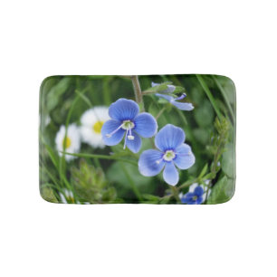 tiny blue flowers bath mat