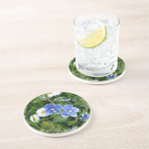 tiny blue flowers coaster