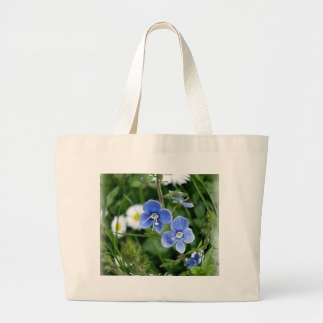 tiny blue flowers large tote bag (Front)