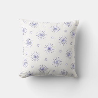 Tiny blue flowers on white throw pillow