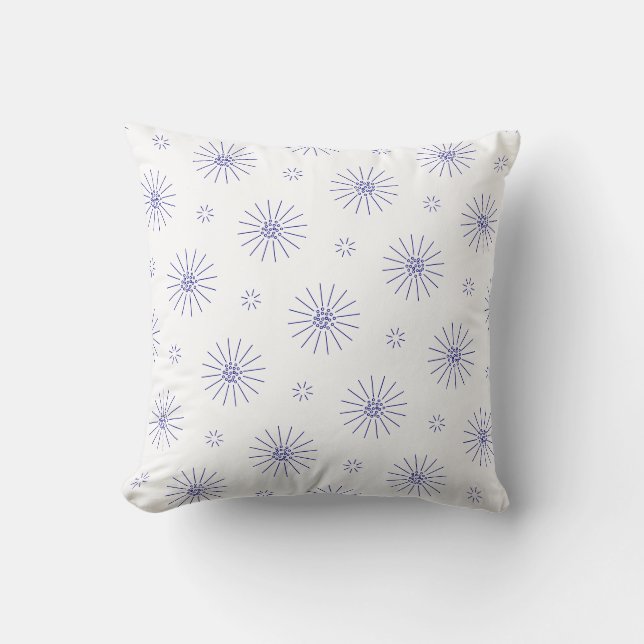 Tiny blue flowers on white  throw pillow (Front)