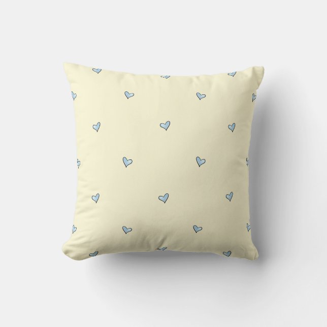 Tiny Blue Heart Print Nursery Throw Pillow (Front)