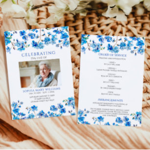 Tiny Blue Wildflowers Funeral Order of Service  Program