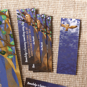 Tiny Bookmark, Owls, Misty Forest, Wisdom Mini Business Card