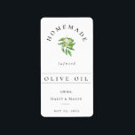 Tiny Bottle Infused Olive Oil Favour Sticker<br><div class="desc">Pretty watercolor olives and leaves,  olive oil tiny bottle label. Designed to match our Tuscan Olive Greenery Collection.</div>