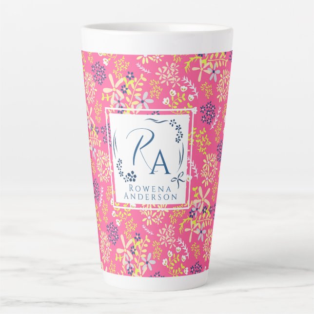 Tiny Bouquet Flowers Cherry Latte Mug (Front)