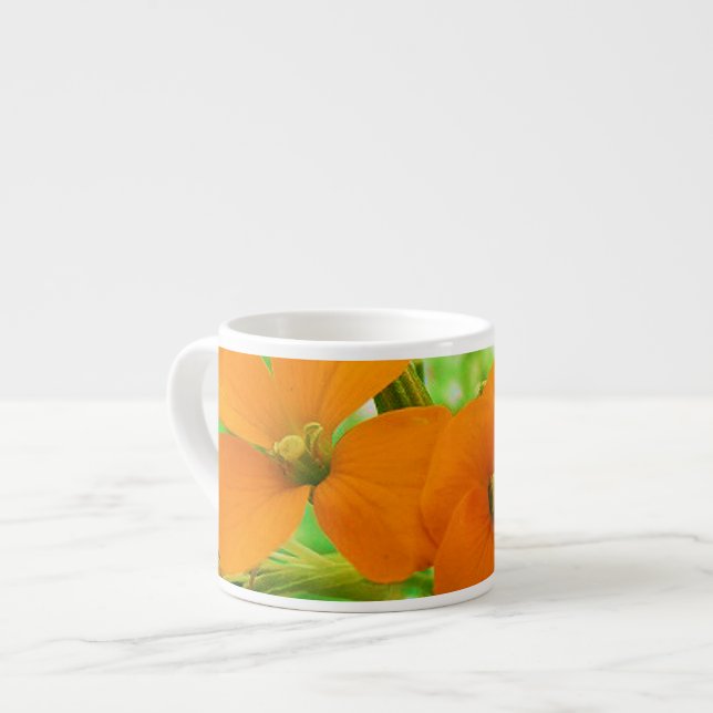 Tiny Bright Orange Wildflowers Espresso Cup (Front Left)
