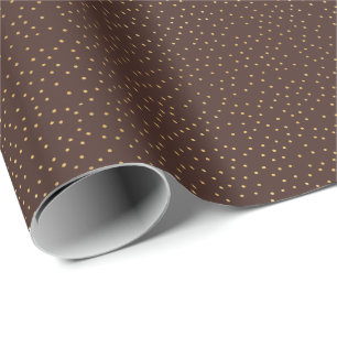 Tiny Brown and Gold Polka Dot Handmade Wrapping Paper