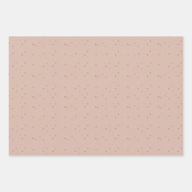 Tiny brown Hearts  Wrapping Paper Sheet (Front 3)