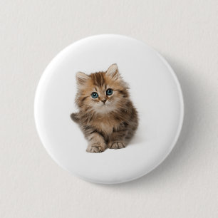 Tiny brown kitten 6 cm round badge