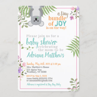 Tiny Bundle of Joy Forest Floral Baby Shower Invitation