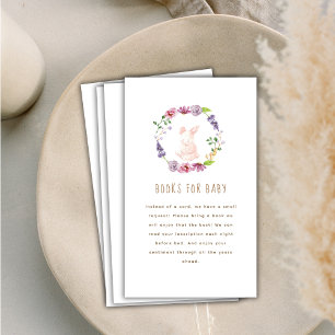 Tiny Bunny Floral Books For Baby Shower Enclosure Card