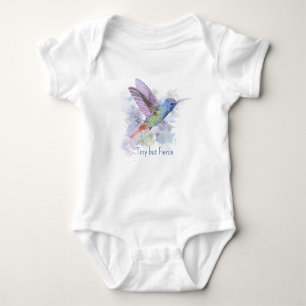 Tiny but Fierce Quote Whimsical Rufous Hummingbird Baby Bodysuit