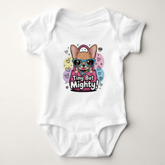 Tiny but Mighty Chihuahua Keychains & Lanyards Baby Bodysuit