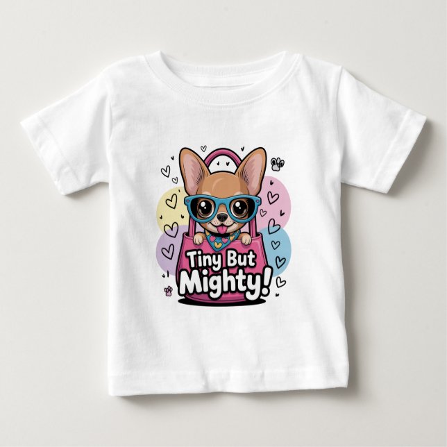 Tiny but Mighty Chihuahua  Keychains & Lanyards Baby T-Shirt (Front)