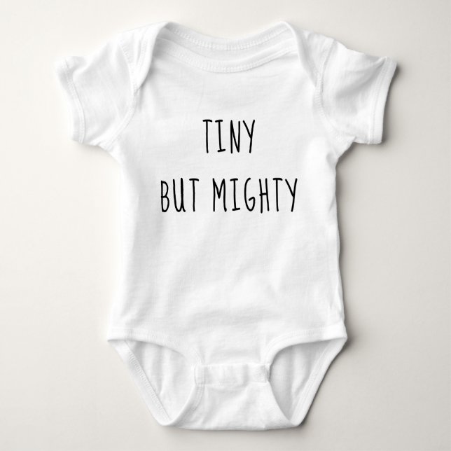 Tiny But Mighty Personalised Name White T-Shirt Baby Bodysuit (Front)