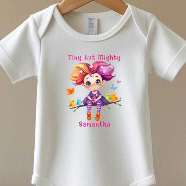 Tiny but Mighty Rainbow Pixie with Bird Friends Baby Bodysuit (Creator Uploaded)