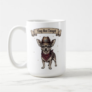 Tiny But Tough Chihuahua Cowboy - Western Dog Art Coffee Mug