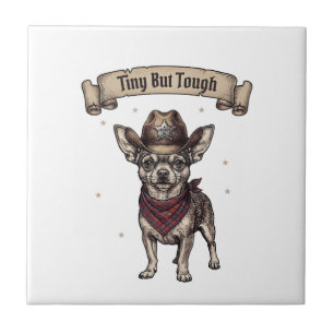 Tiny But Tough' Chihuahua rocks a cowboy Ceramic Tile
