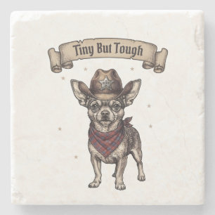 Tiny But Tough' Chihuahua rocks a cowboy Stone Coaster