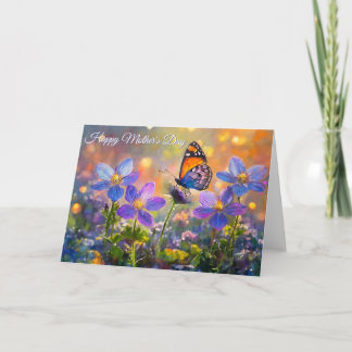 Tiny Butterfly On Wildflowers Mother's Day Card