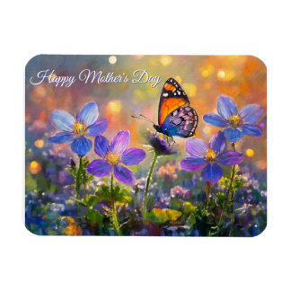 Tiny Butterfly On Wildflowers Mother's Day Magnet