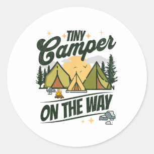Tiny Camper On The Way Camping Lover Pregnancy Ann Classic Round Sticker