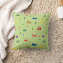 Tiny Car Adventure Throw Pillow