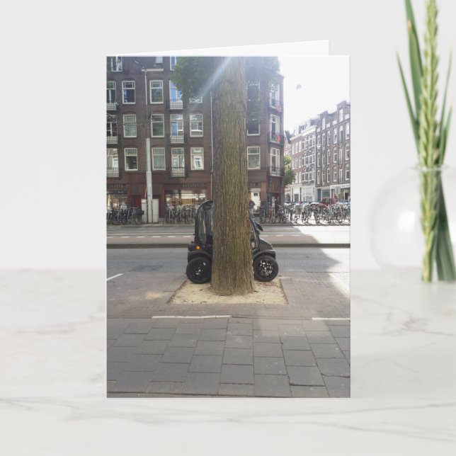 Tiny Car. Electric Car. Holiday Card (Front)