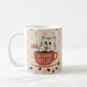 Tiny cat paw prints and coffee beans Poster Mug