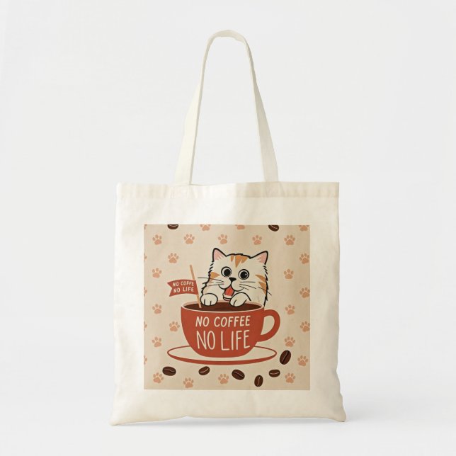Tiny cat paw prints and coffee beans Poster Tote Bag (Front)