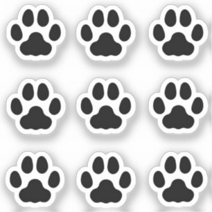 Tiny Cat Paw Prints Black Animal Tracks Stickers