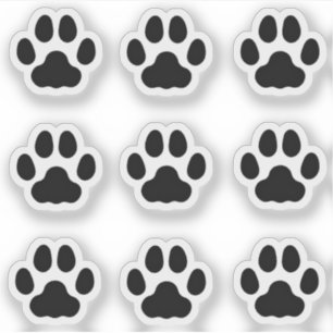 Tiny Cat Paw Prints Black Animal Tracks Stickers