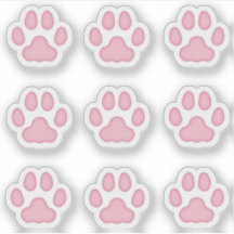 Tiny Cat Paw Prints Pink Animal Tracks Stickers