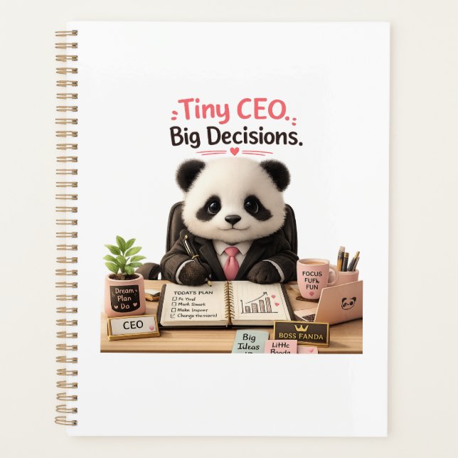 Tiny CEO Big Decisions Funny Baby Panda Planner (Front)