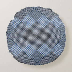 Tiny chequered 2 tones 04A Grey BG Round Cushion