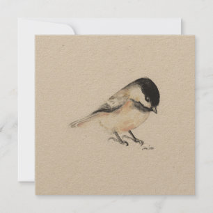Tiny Chickadee Painting Watercolor Holiday Card